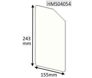 HMS04054 - Hunter [CB7 (2 DOOR)] Stove Glass [Shaped Panel] - Heat Resistant Ceramic Stove Door Glass 243mm x 155mm x 4mm 